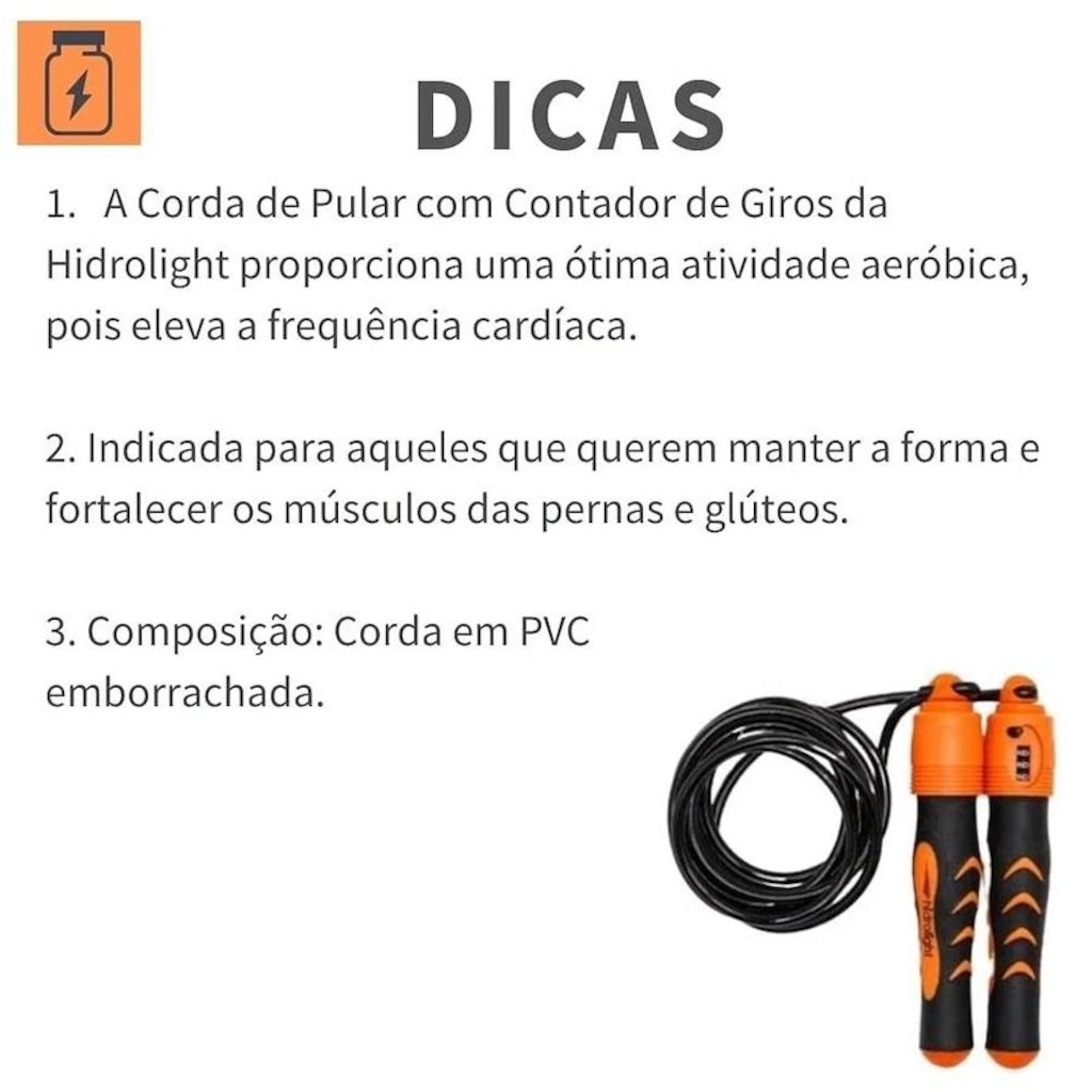 Imagem 5 do produto Corda de Pular Hidrolight FL06 com Contador de Giros - 280 cm