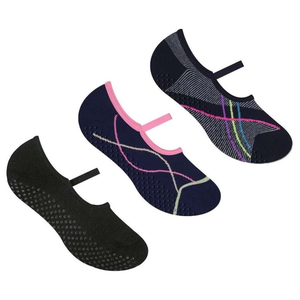 Imagem 1 do produto Kit de Meias Selene Sapatilha Antiderrapante - 3 Pares - Feminino