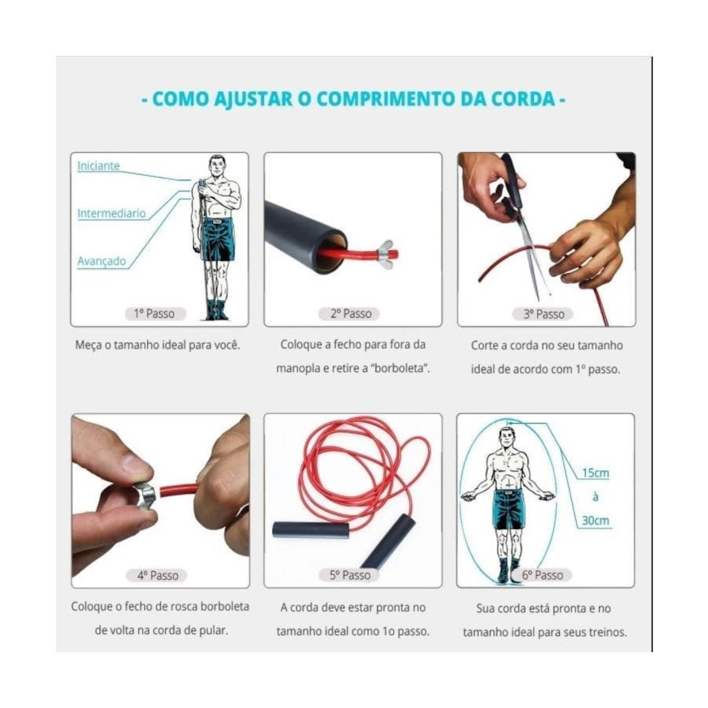 Imagem 4 do produto Kit de Cordas de Pular Spank Regulável com Rolamento - 4 Unds