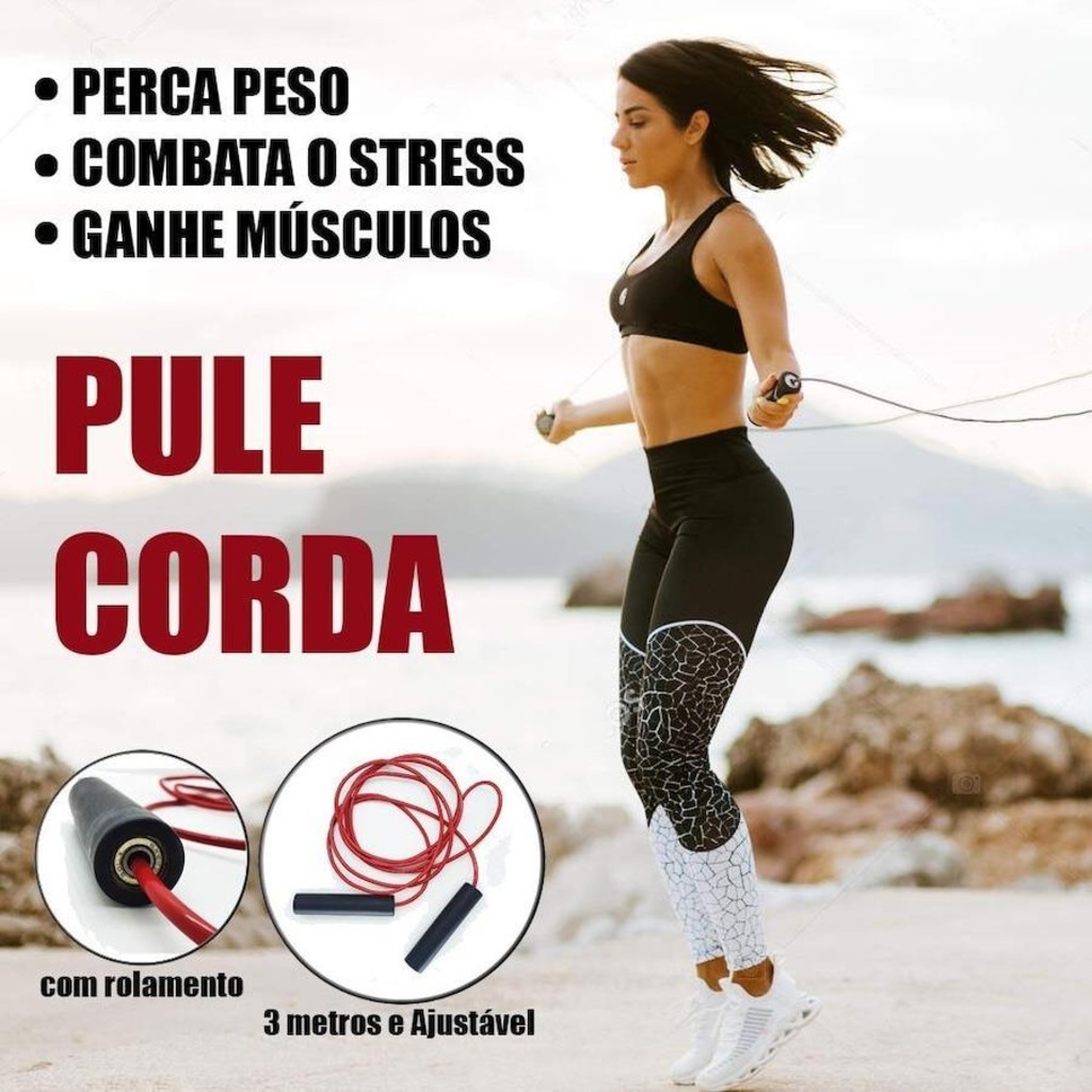 Imagem 5 do produto Kit de Cordas de Pular Spank Regulável com Rolamento - 4 Unds