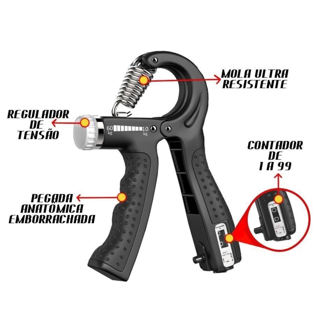 Imagem 2 do produto Hand Grip Gold Sports Super Power com Carga Regulavél e Contador - 6mm