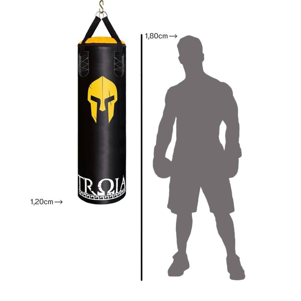 Imagem 2 do produto Kit de Luta Troia: Saco de Pancada Troia Profissional - 120cm + Luvas de Treino