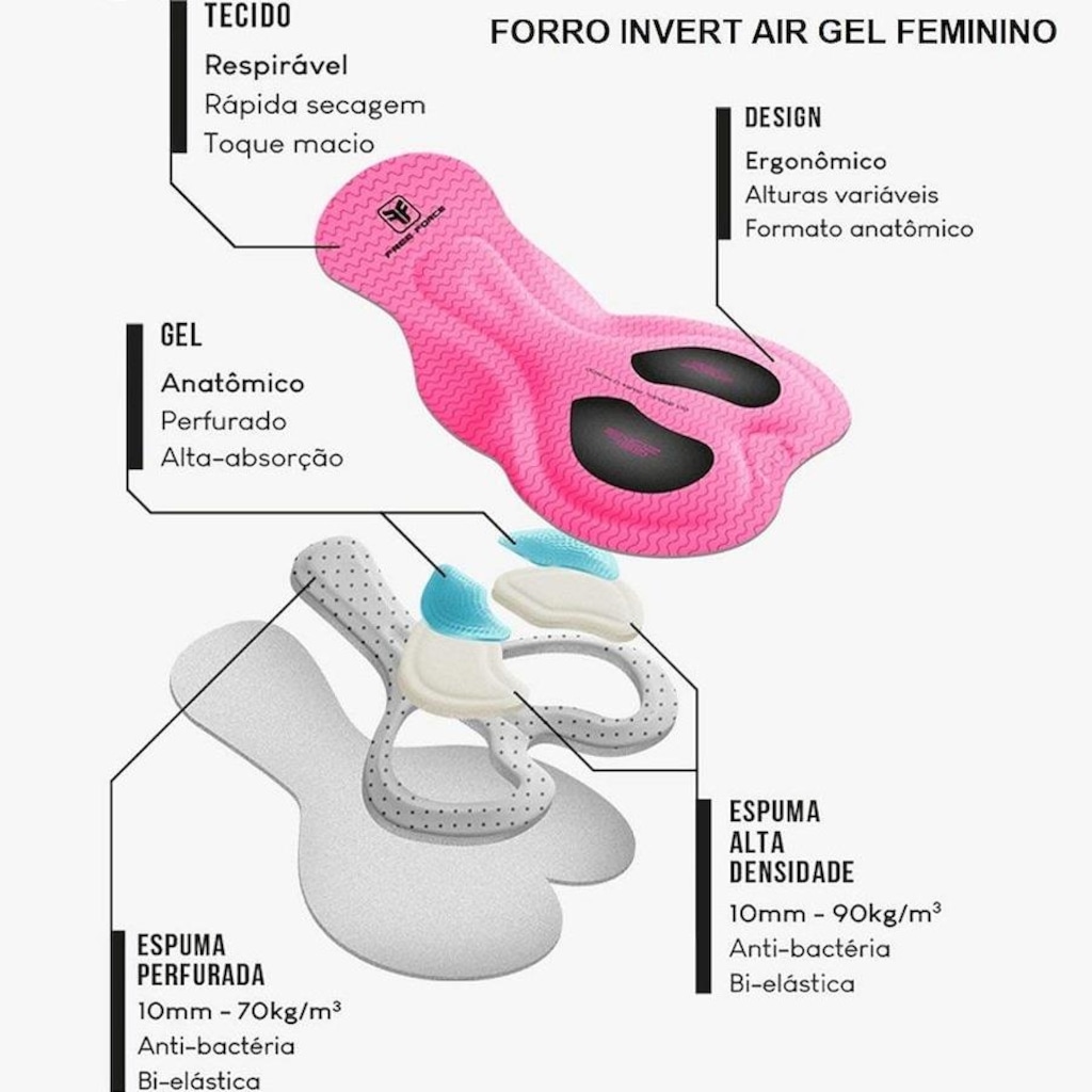 Imagem 5 do produto Bermuda de Ciclismo Free Force Performance Invert Gel - Feminina