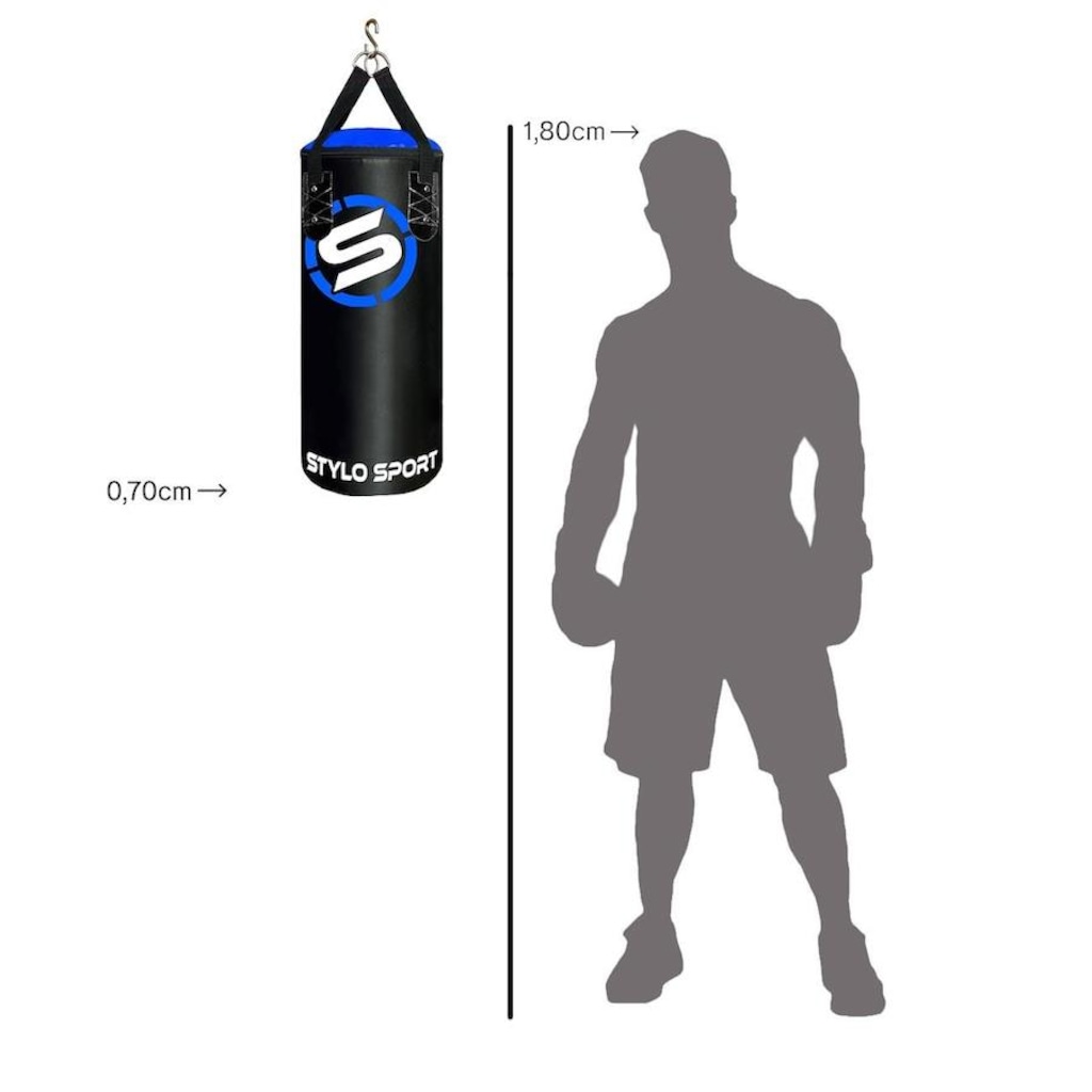 Imagem 2 do produto Saco de Pancada Boxe Stylo 70 + Luva de Treino Bate Saco Infantil