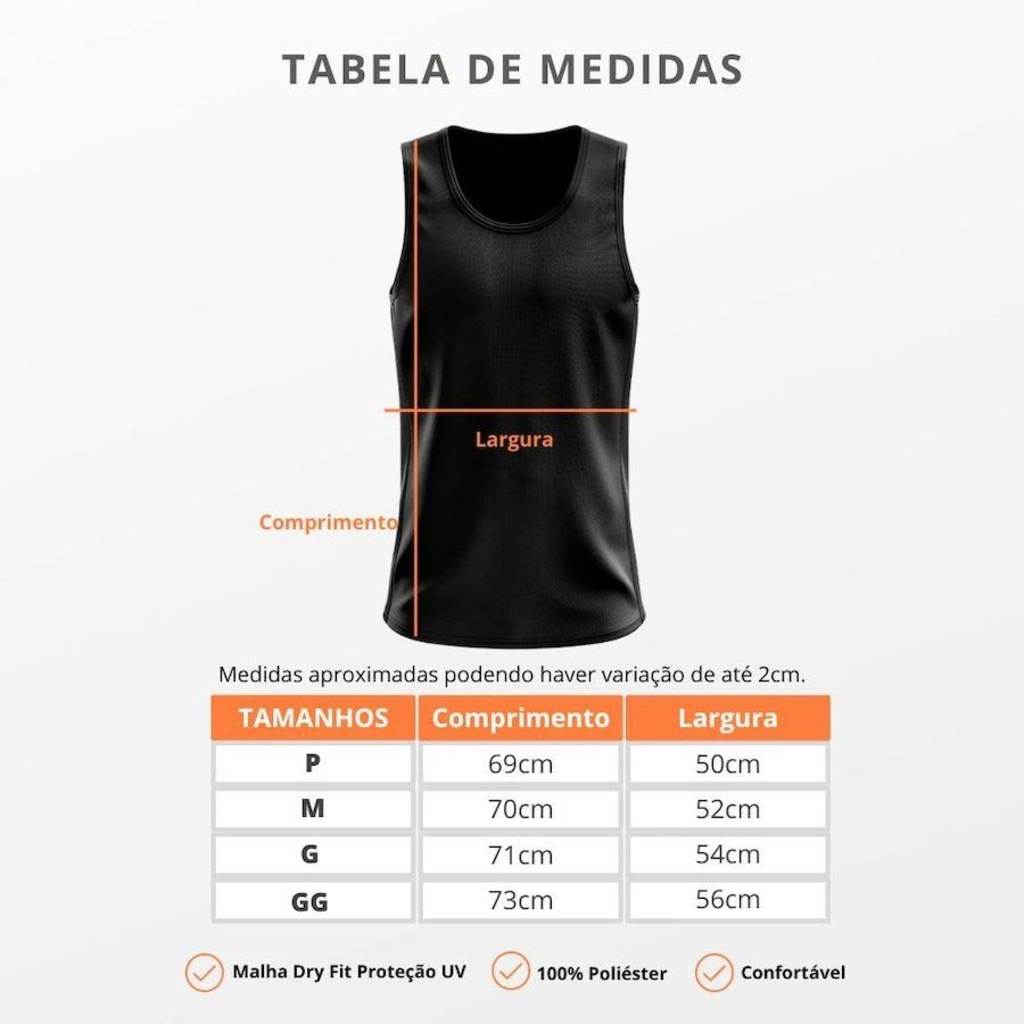 Imagem 4 do produto Camiseta Regata Masculina Térmica Dry Fit Proteção UV