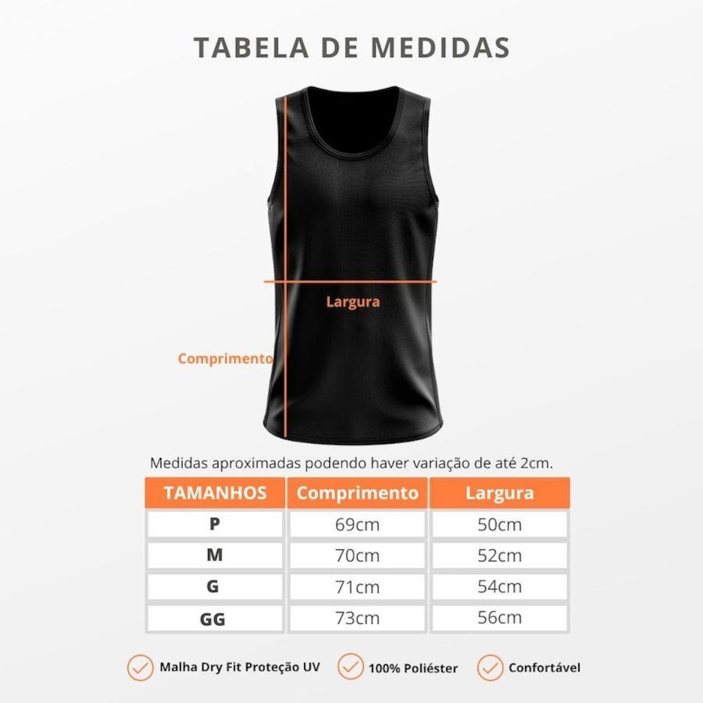 Imagem 4 do produto Camiseta Regata Térmica Whats Wear Dry Fit com Proteção Solar UV - Masculina - 5 Unds