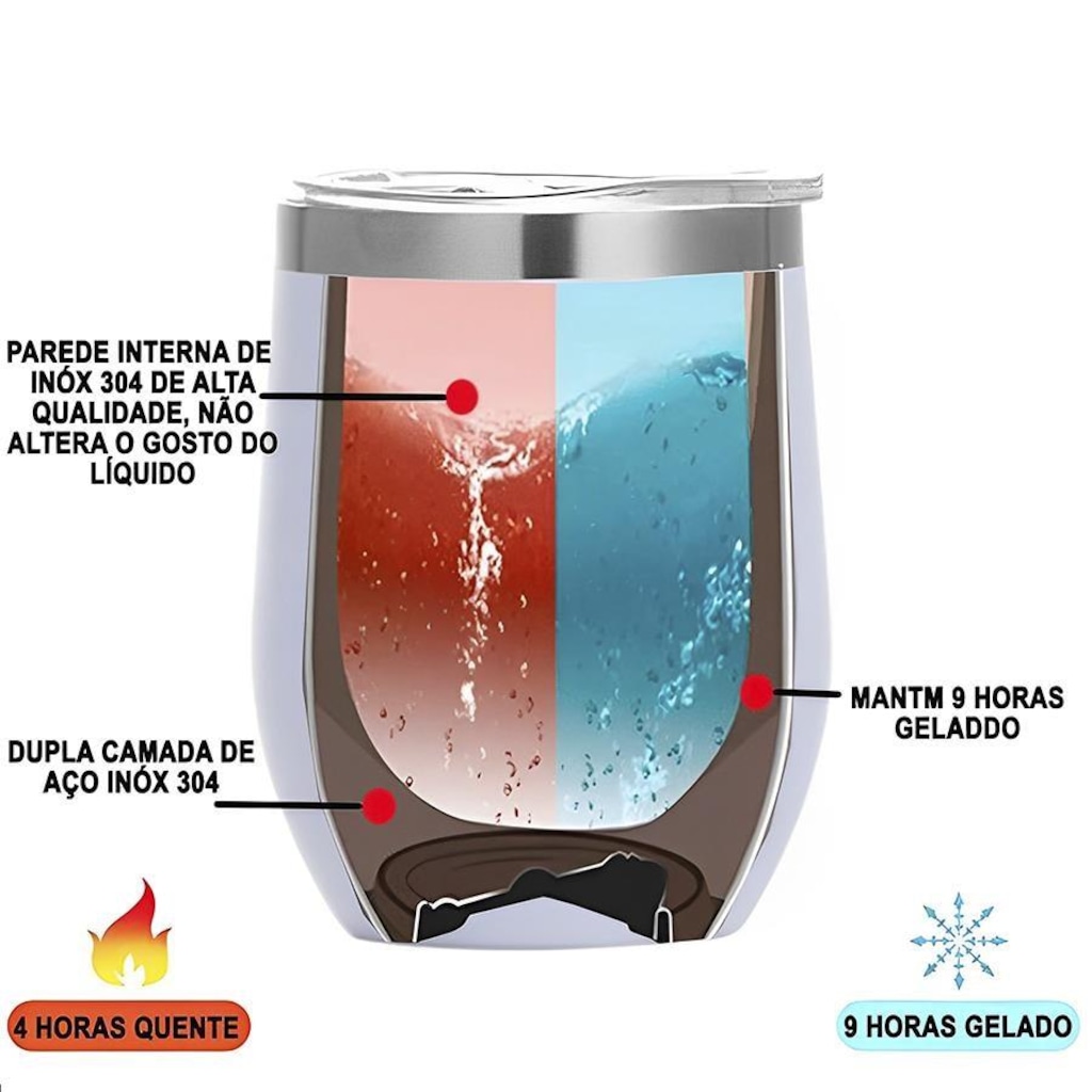 Imagem 3 do produto Copo Térmico Gold Sports Small de Aço Inoxidável 304 BPA- Free com Tampa - 300ml