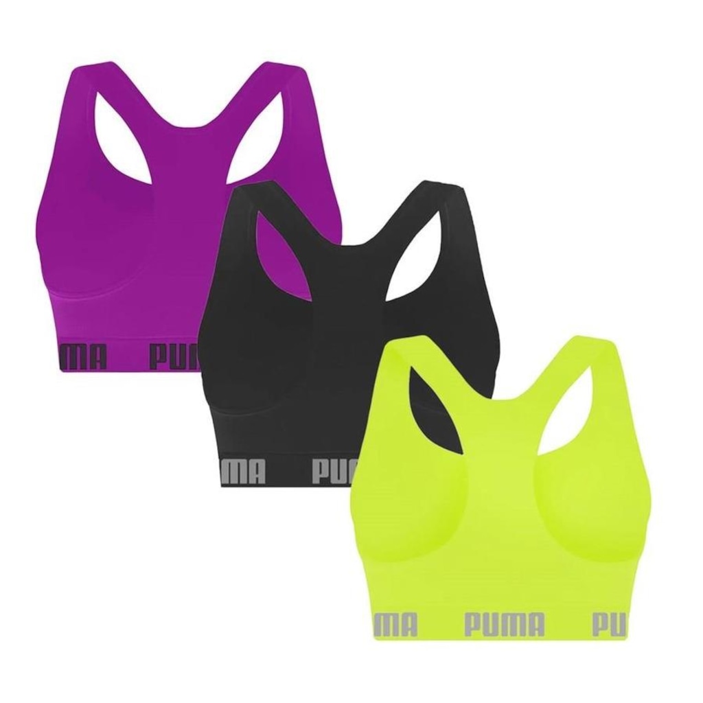 Imagem 2 do produto Kit Top Puma Nadador Sem Costura - Feminino - 3 Unidades
