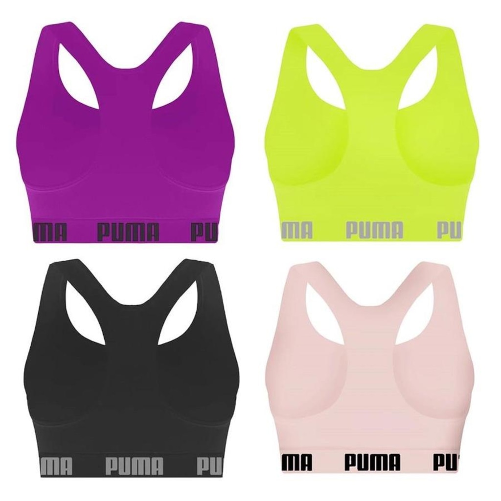 Imagem 2 do produto Kit Top Fitness Puma Nadador sem Costura - Feminino - 4 unidades