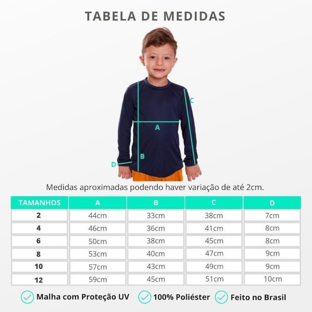 Imagem 4 do produto Kit Camisetas Manga Longa Dellas Fit Térmica - 2 Unidades - Infantil