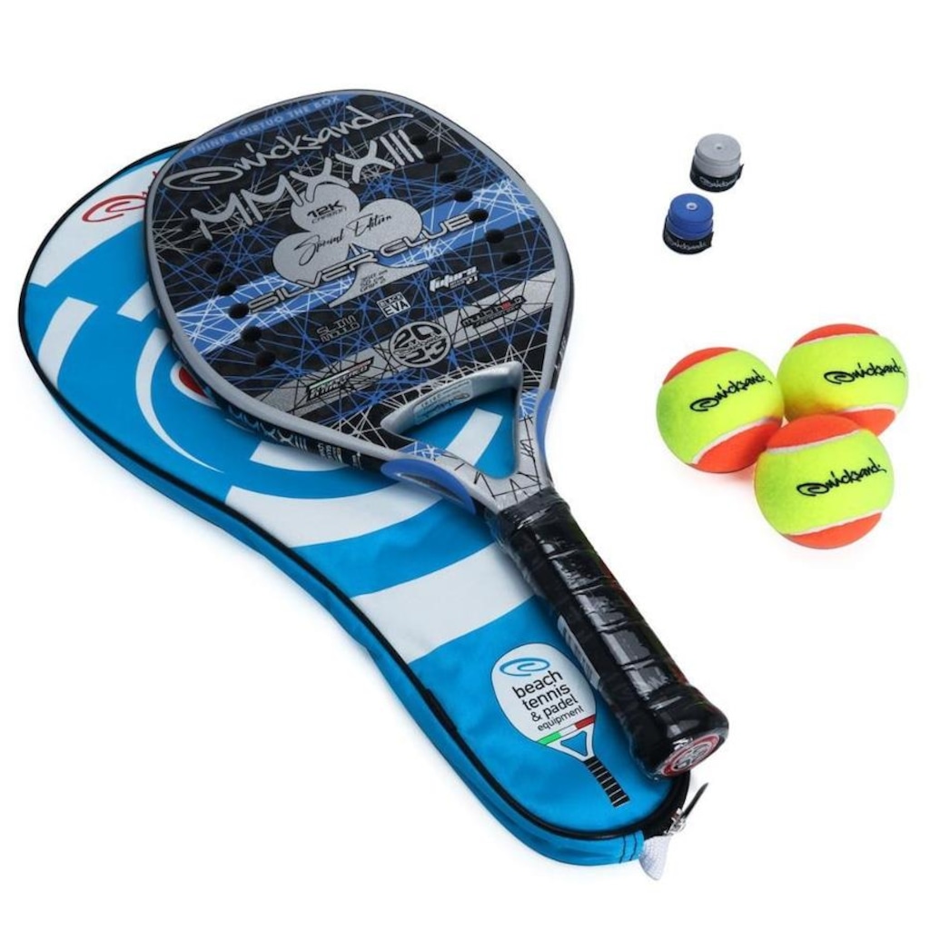 Imagem 2 do produto Kit Raquete de Beach Tennis Quicksand Silver Club Edição Especial 2023 + 3 Bolas + Capa - Adulto