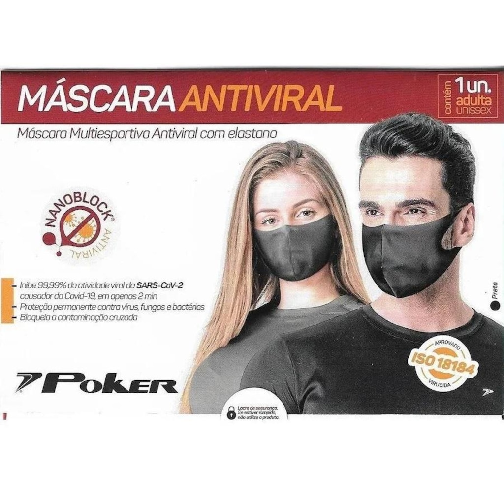 Imagem 3 do produto Máscara Poker Multiesportiva Com Elastano Antiviral Unissex