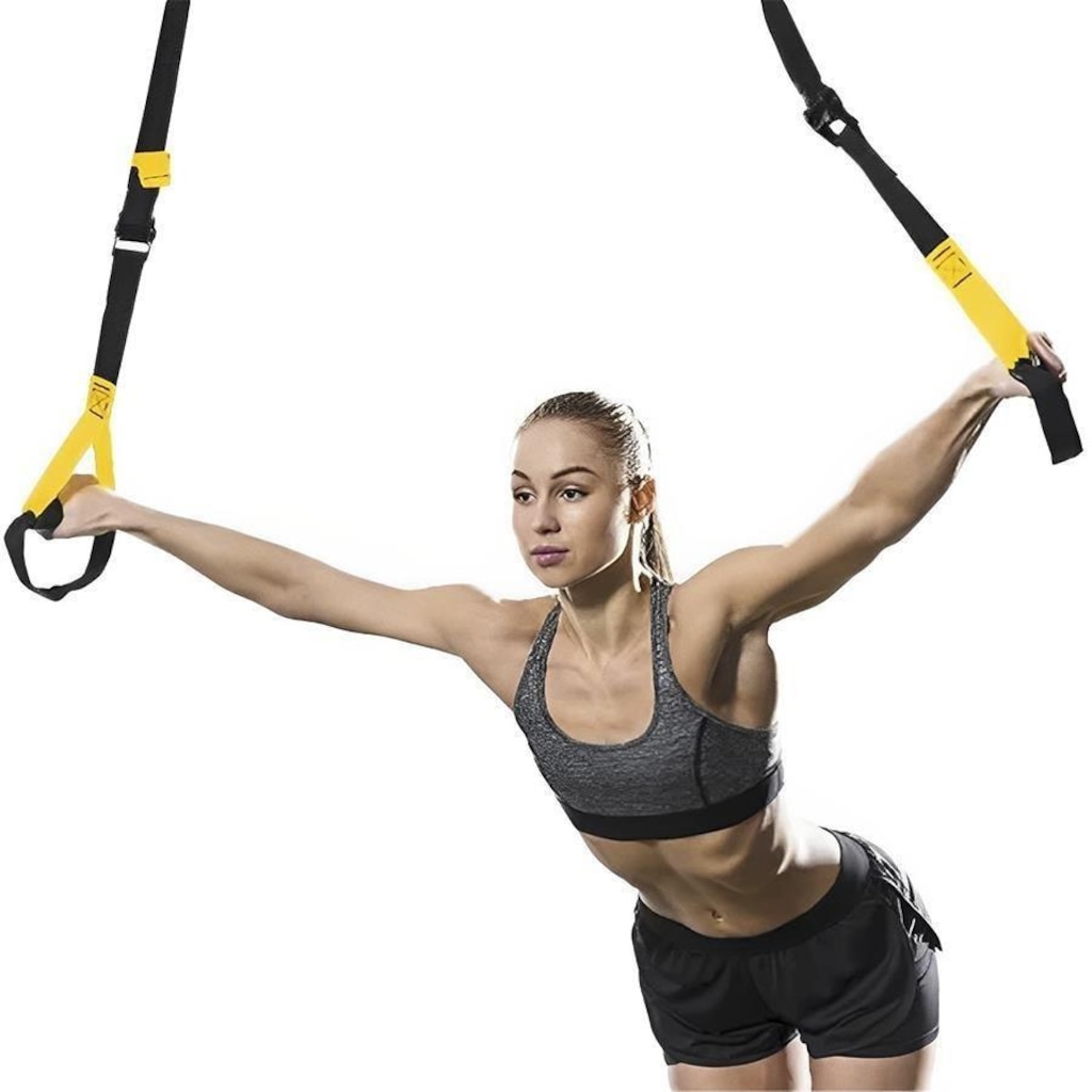 Imagem 4 do produto kit Fita de SuspensãoTrx Gold Sports + Bolsa Transporte + 1 Mosquetão de Aço - 150 Kg