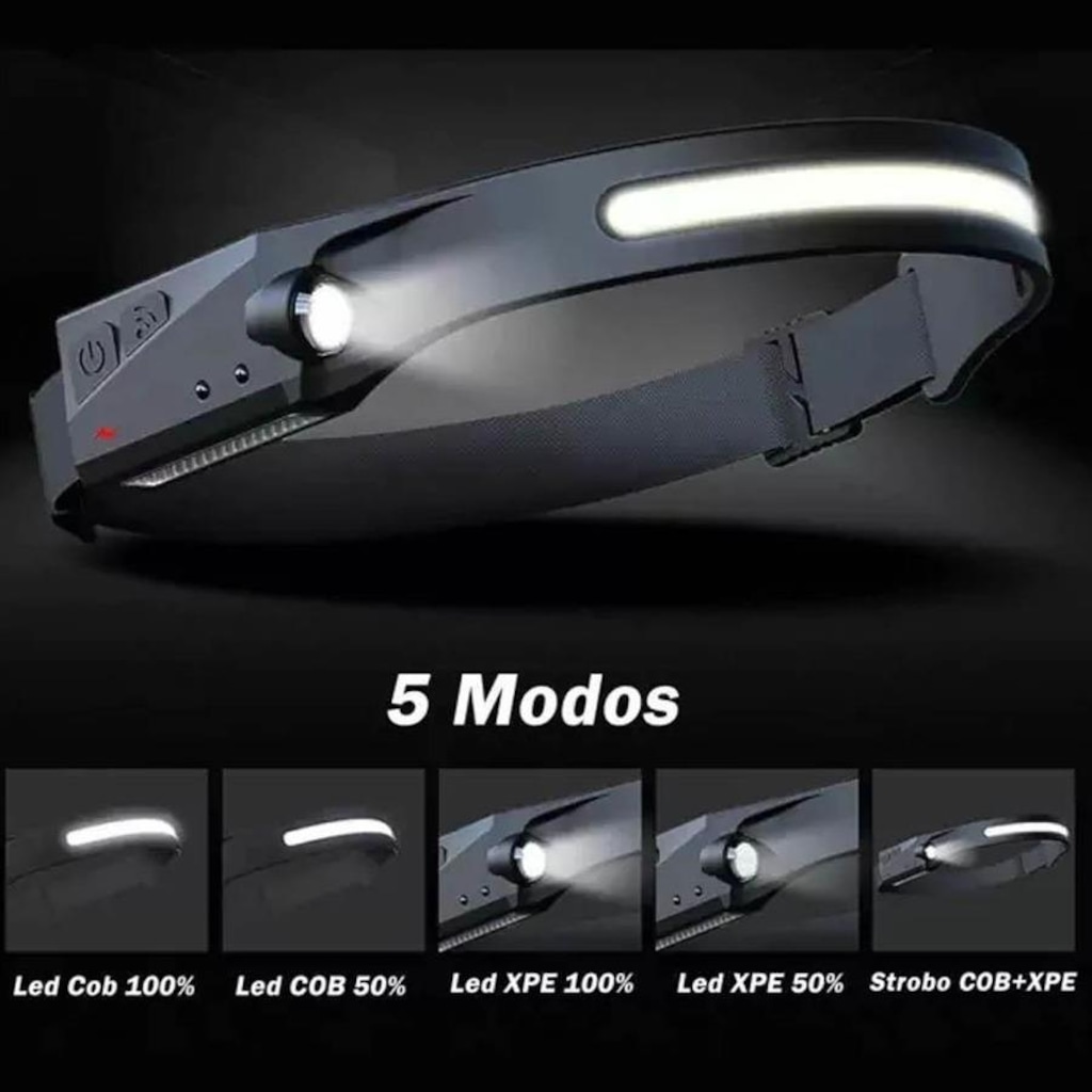 Imagem 2 do produto Lanterna Led de Cabeça DK Profissional Recarregável Camping Sensor de Movimento - Adulto