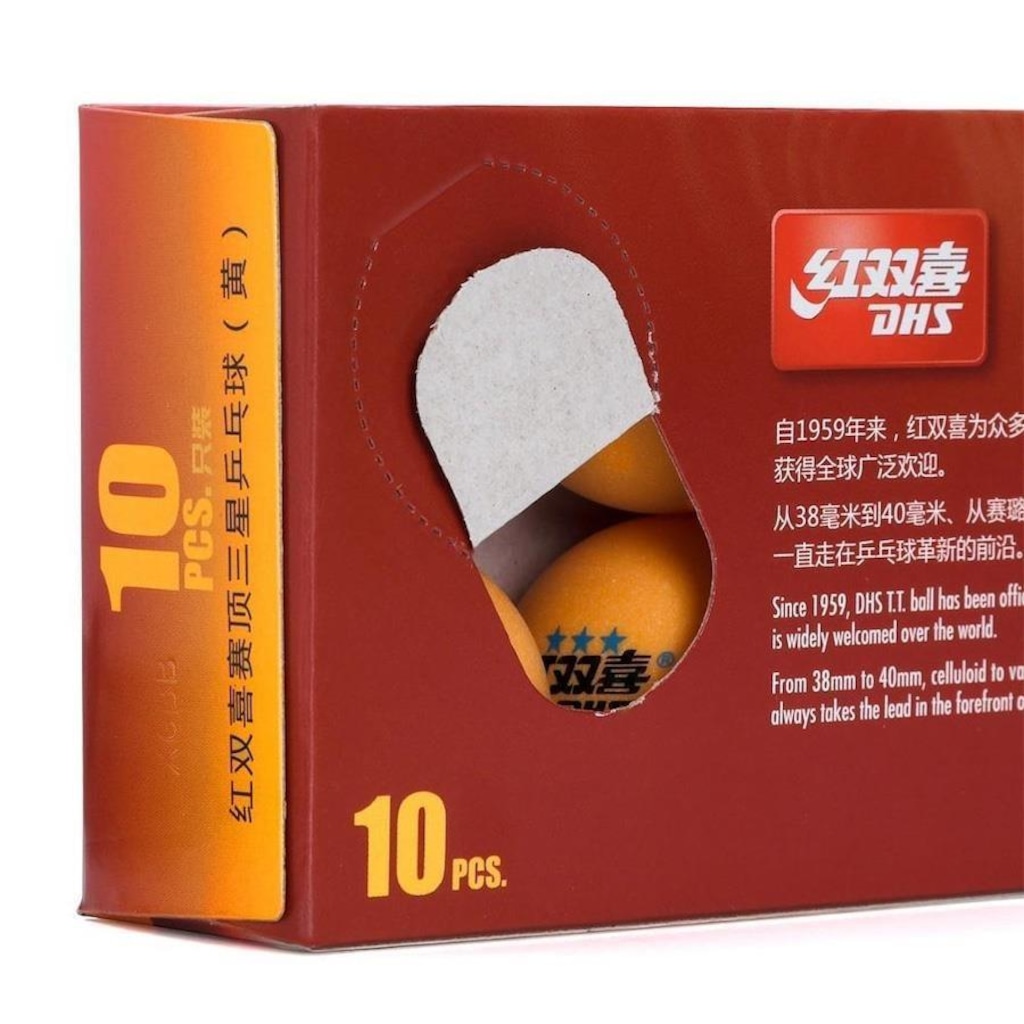 Imagem 3 do produto Kit de Bolas de Tênis de Mesa DHS 40+ ITTF Profissional 3 Estrelas - 10 Unds