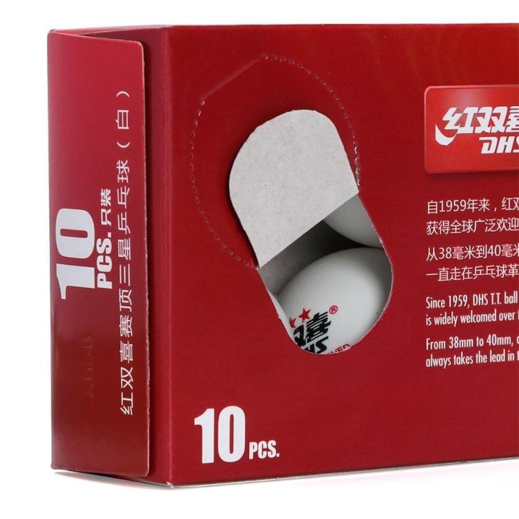 Imagem 3 do produto Kit de Bolas de Tênis de Mesa DHS 40+ ITTF Profissional 3 Estrelas - 10 Unds