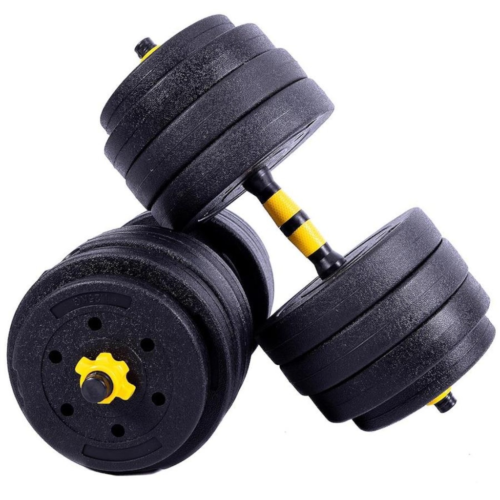 Imagem 3 do produto Kit de Musculação Yangfit Halteres -16 Anilhas - 3 Barras Peso Academia - 30kg