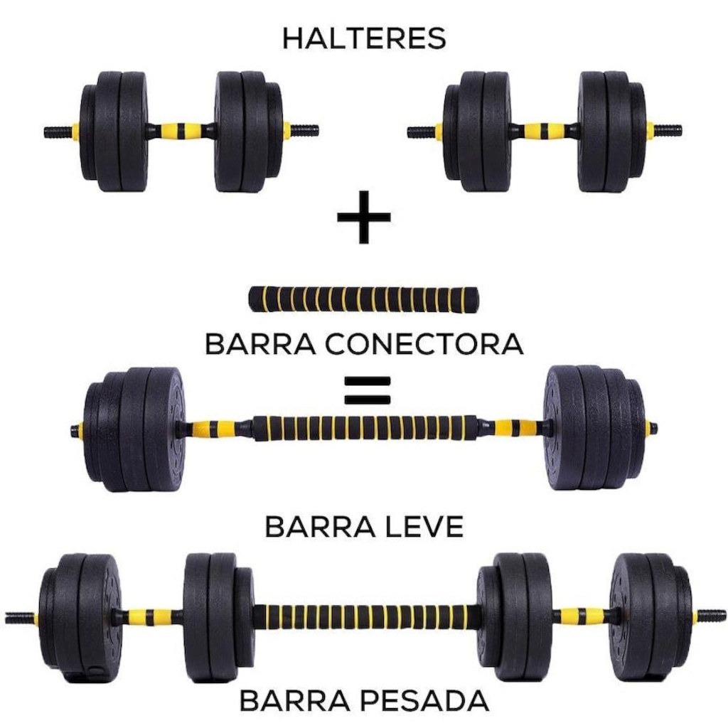 Imagem 2 do produto Kit de Halteres Yangfit com Anilhas e Barra - 25kg