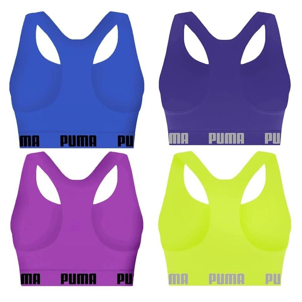 Imagem 2 do produto Kit Top Fitness Puma Nadador sem Costura - Feminino - 4 unidades