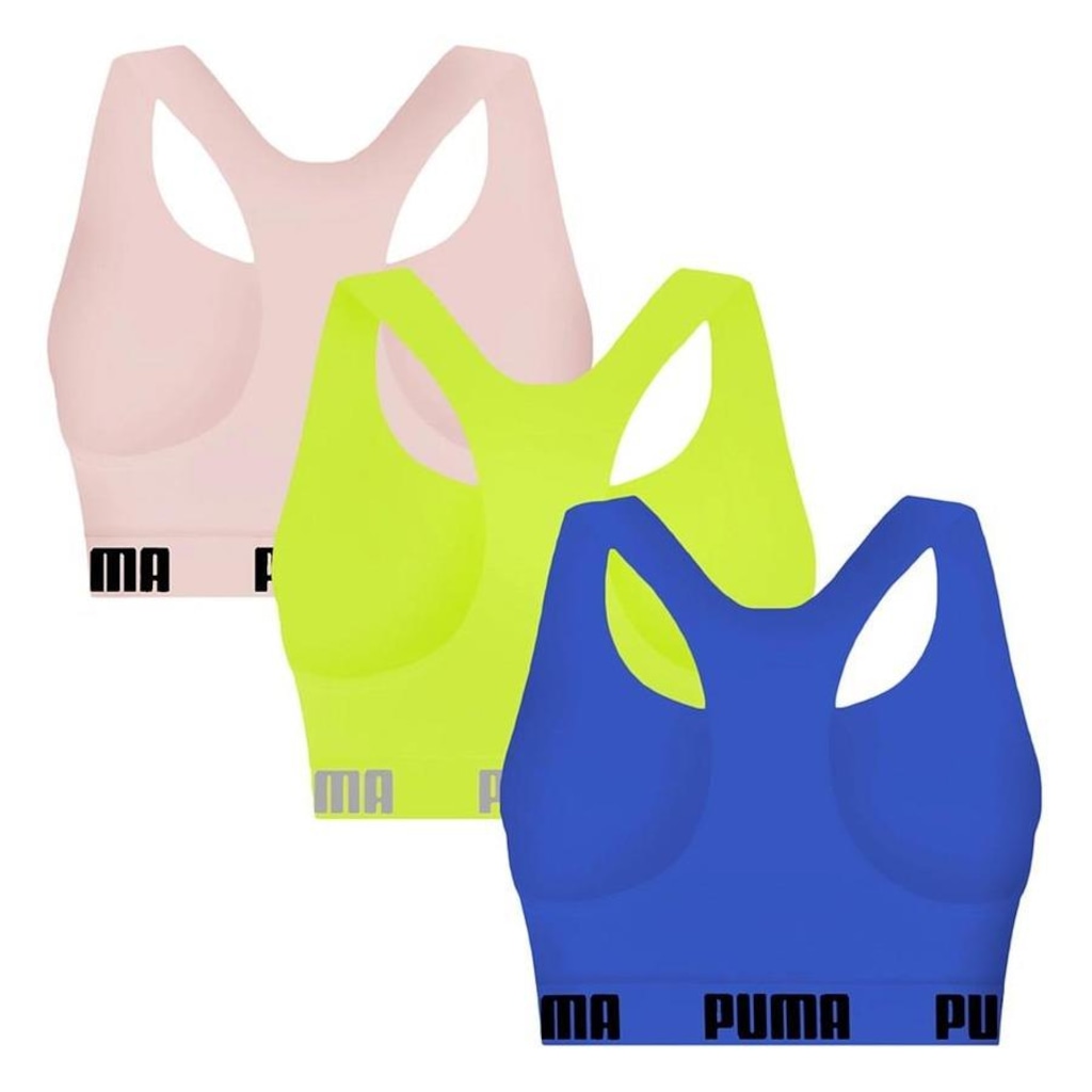 Imagem 2 do produto Kit Top Puma Nadador Sem Costura - Feminino - 3 Unidades