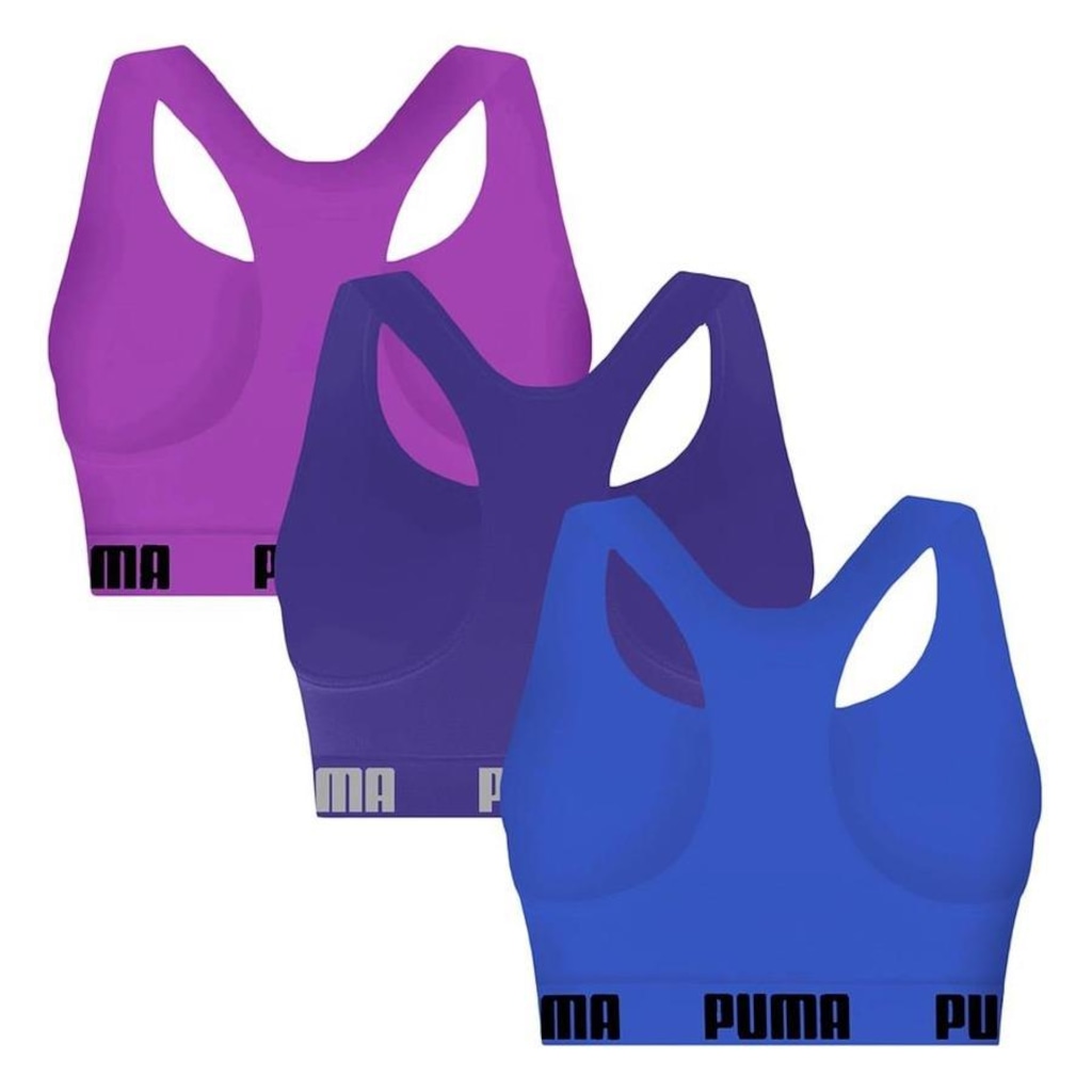 Imagem 2 do produto Kit Top Puma Nadador Sem Costura - Feminino - 3 Unidades