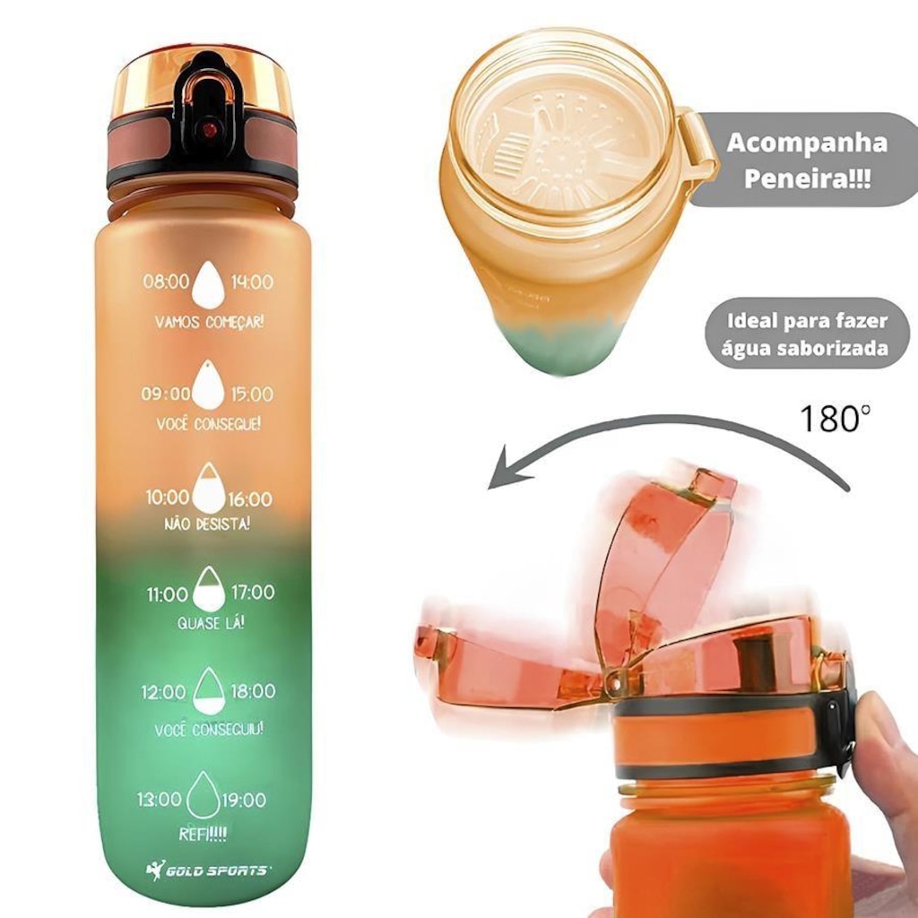 Imagem 3 do produto Garrafa Squeeze Gold Sports All Day Siliconada com Peneira - 1Litro