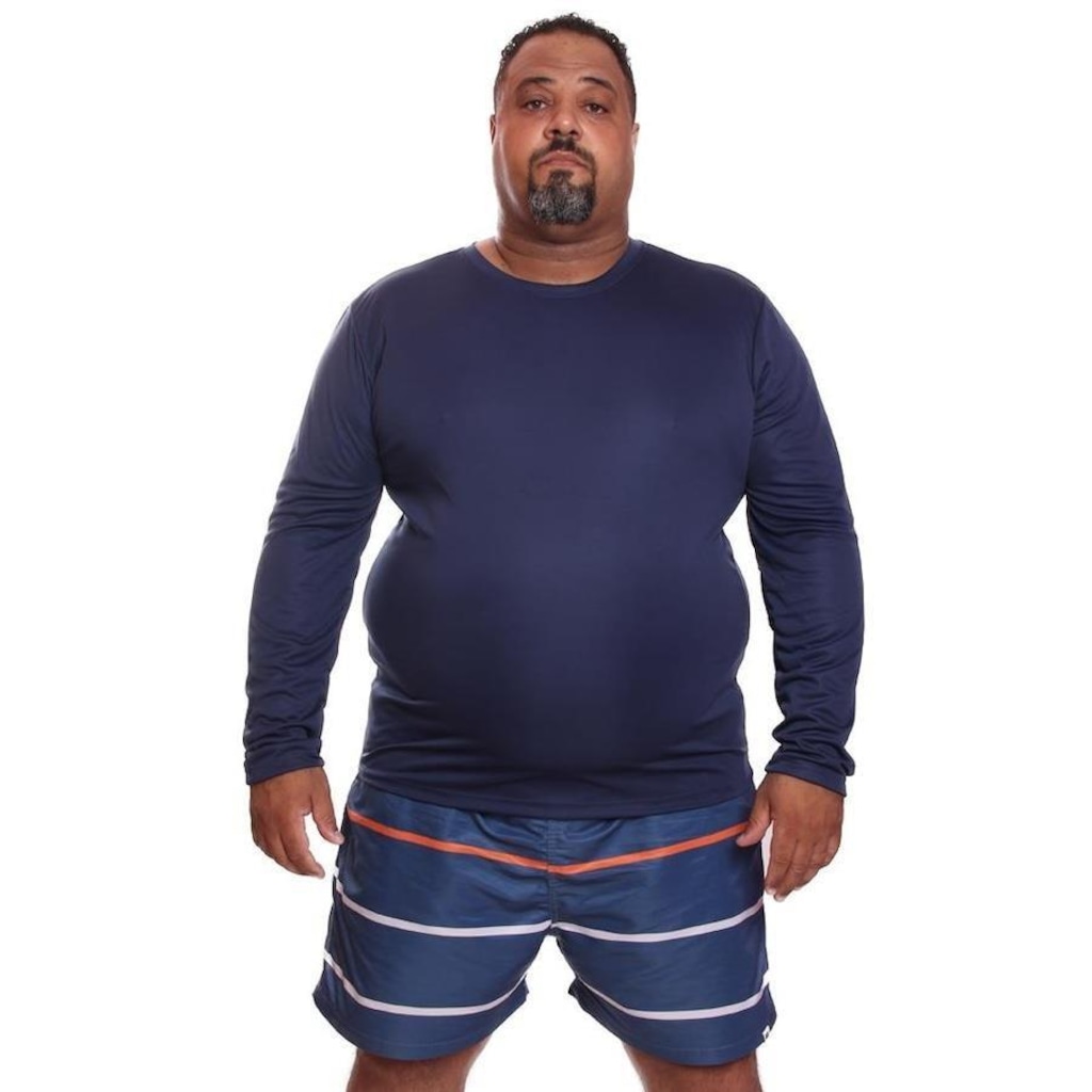 Imagem 2 do produto Kit de Camisas Térmica Dellas Fit Dry Fit Plus Size Manga Longa com Proteção Solar Uv - 2 Unidades - Masculina