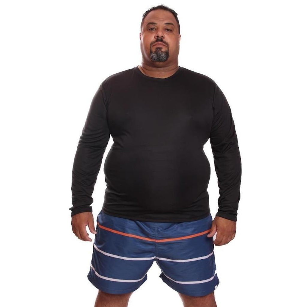Imagem 4 do produto Kit de Camisas Térmica Dellas Fit Dry Fit Plus Size Manga Longa com Proteção Solar Uv - 2 Unidades - Masculina