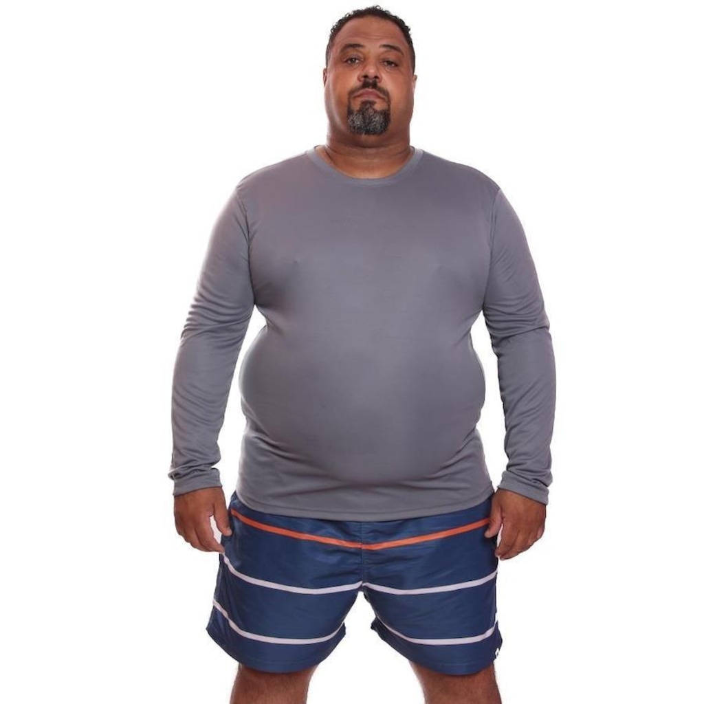 Imagem 4 do produto Kit de Camisas Térmica Dellas Fit Dry Fit Plus Size Manga Longa com Proteção Solar Uv - 2 Unidades - Masculina