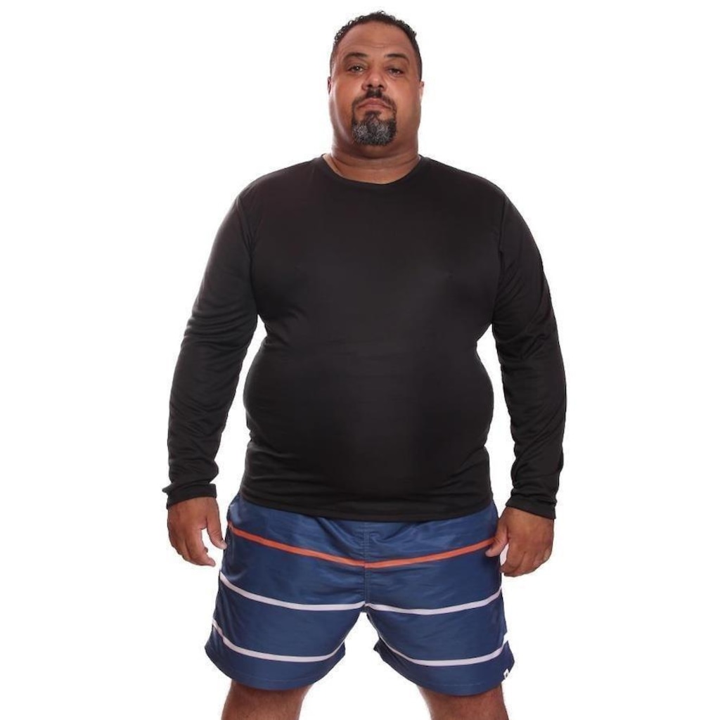 Imagem 4 do produto Kit de Camisas Térmica Dellas Fit Dry Fit Plus Size Manga Longa com Proteção Solar Uv - 2 Unidades - Masculina