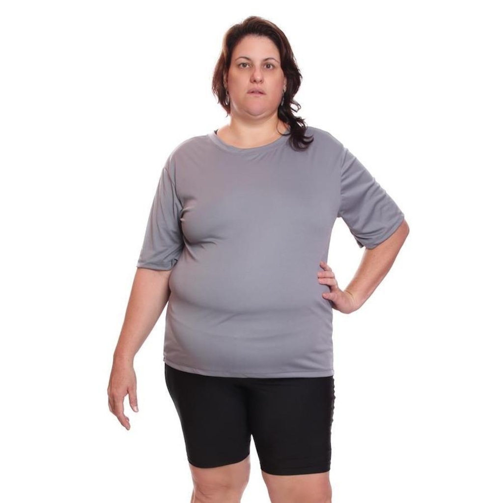 Imagem 2 do produto Kit de Camisas Térmica Dellas Fit Dry Fit Plus Size com Proteção Solar Uv - 2 Unidades - Feminina