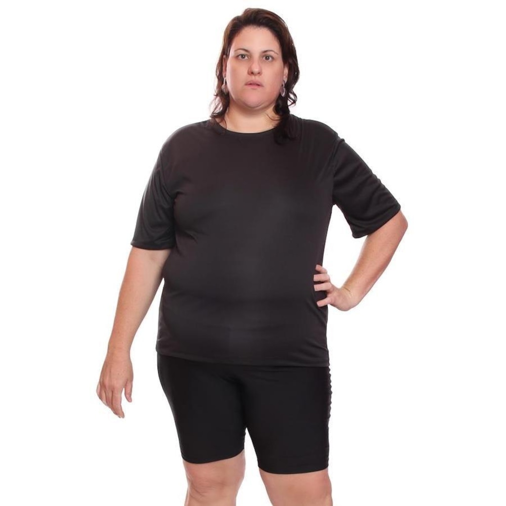 Imagem 4 do produto Kit de Camisas Térmica Dellas Fit Dry Fit Plus Size com Proteção Solar Uv - 2 Unidades - Feminina