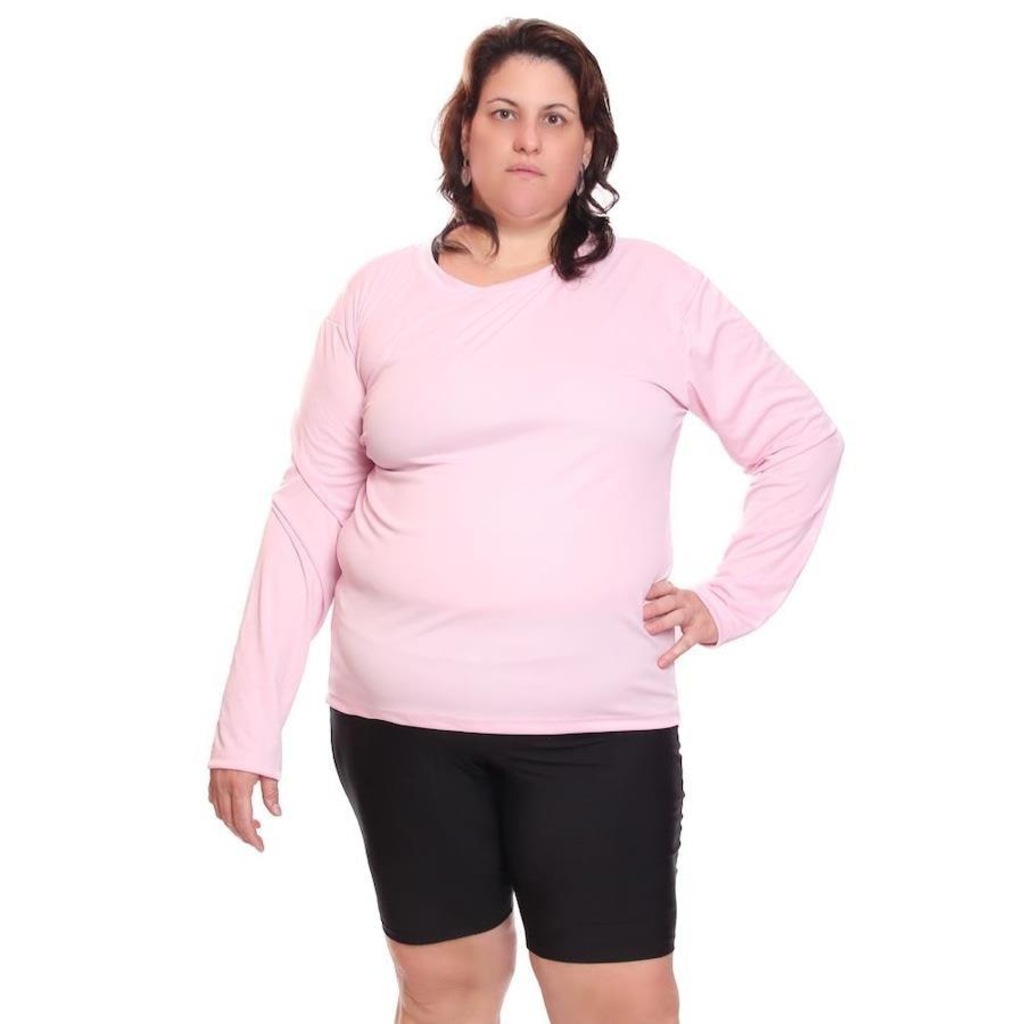 Imagem 2 do produto Kit de Camisas Térmica Dellas Fit Dry Fit Plus Size Manga Longa com Proteção Solar Uv - 3 Unidades - Feminina