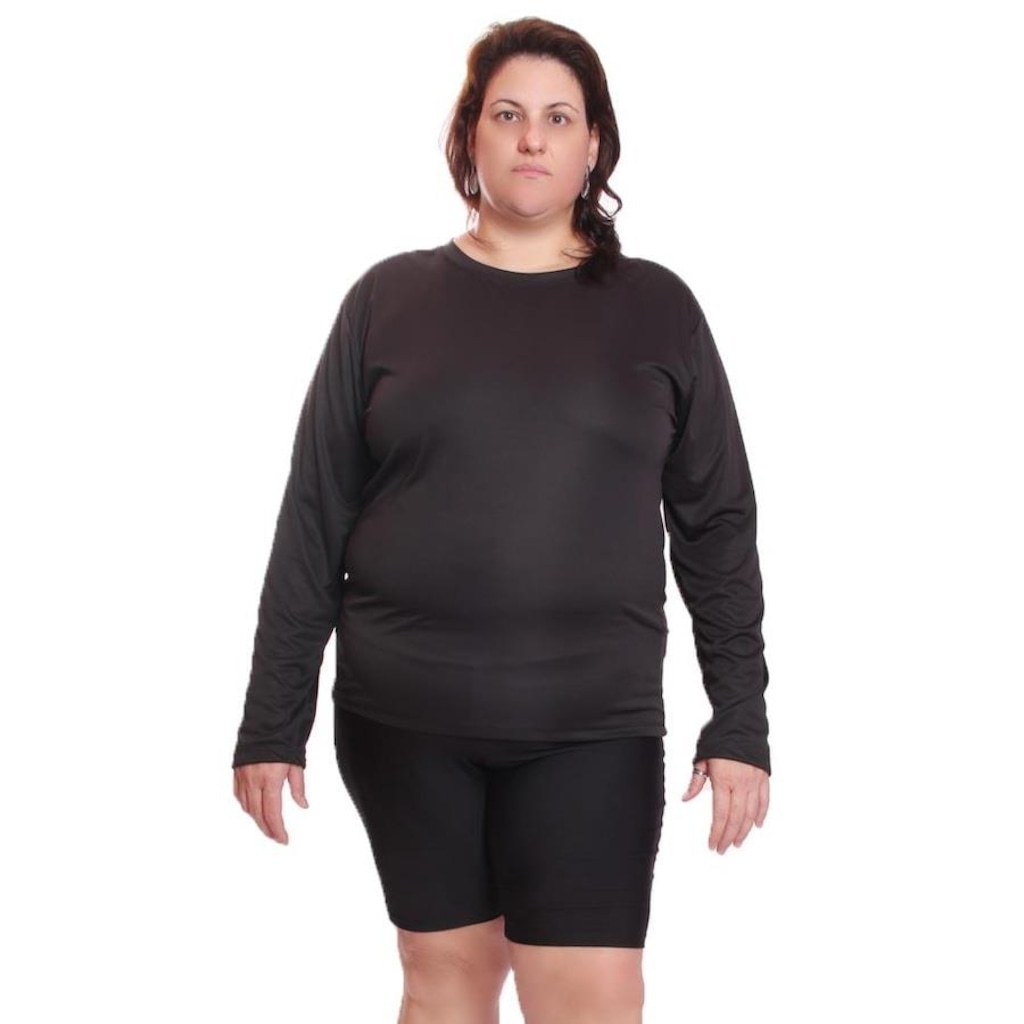 Imagem 5 do produto Kit de Camisas Térmica Dellas Fit Dry Fit Plus Size Manga Longa com Proteção Solar Uv - 3 Unidades - Feminina