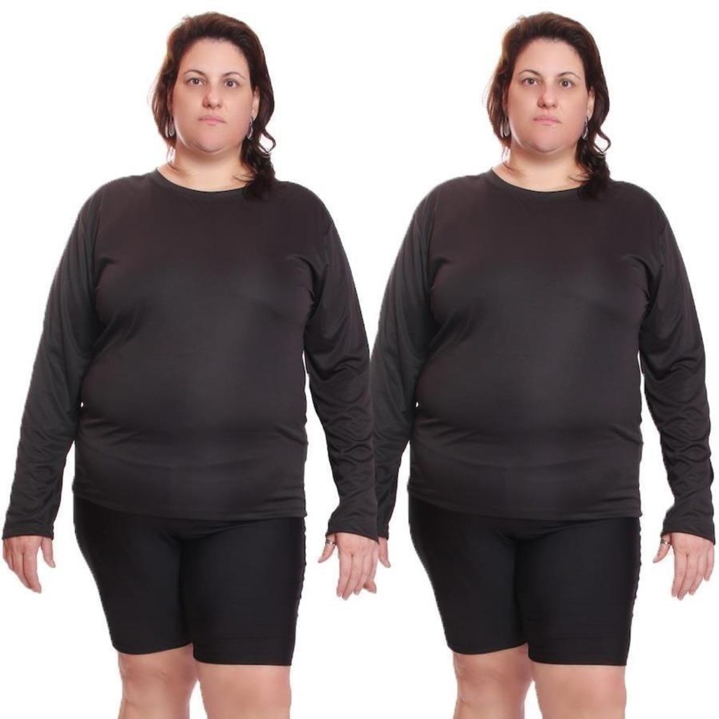 Imagem 3 do produto Kit de Camisas Térmica Dellas Fit Dry Fit Plus Size Manga Longa com Proteção Solar Uv - 2 Unidades - Feminina