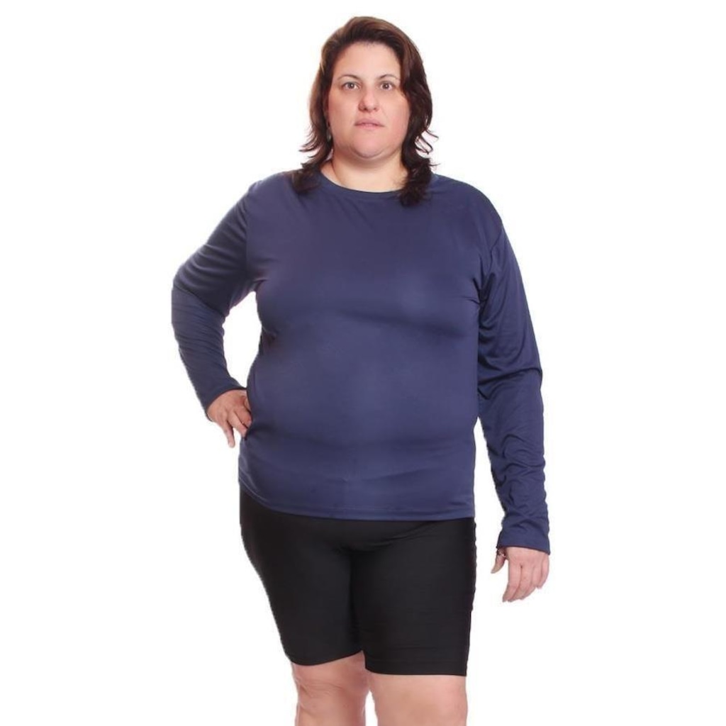Imagem 2 do produto Kit de Camisas Térmica Dellas Fit Dry Fit Plus Size Manga Longa com Proteção Solar Uv - 2 Unidades - Feminina