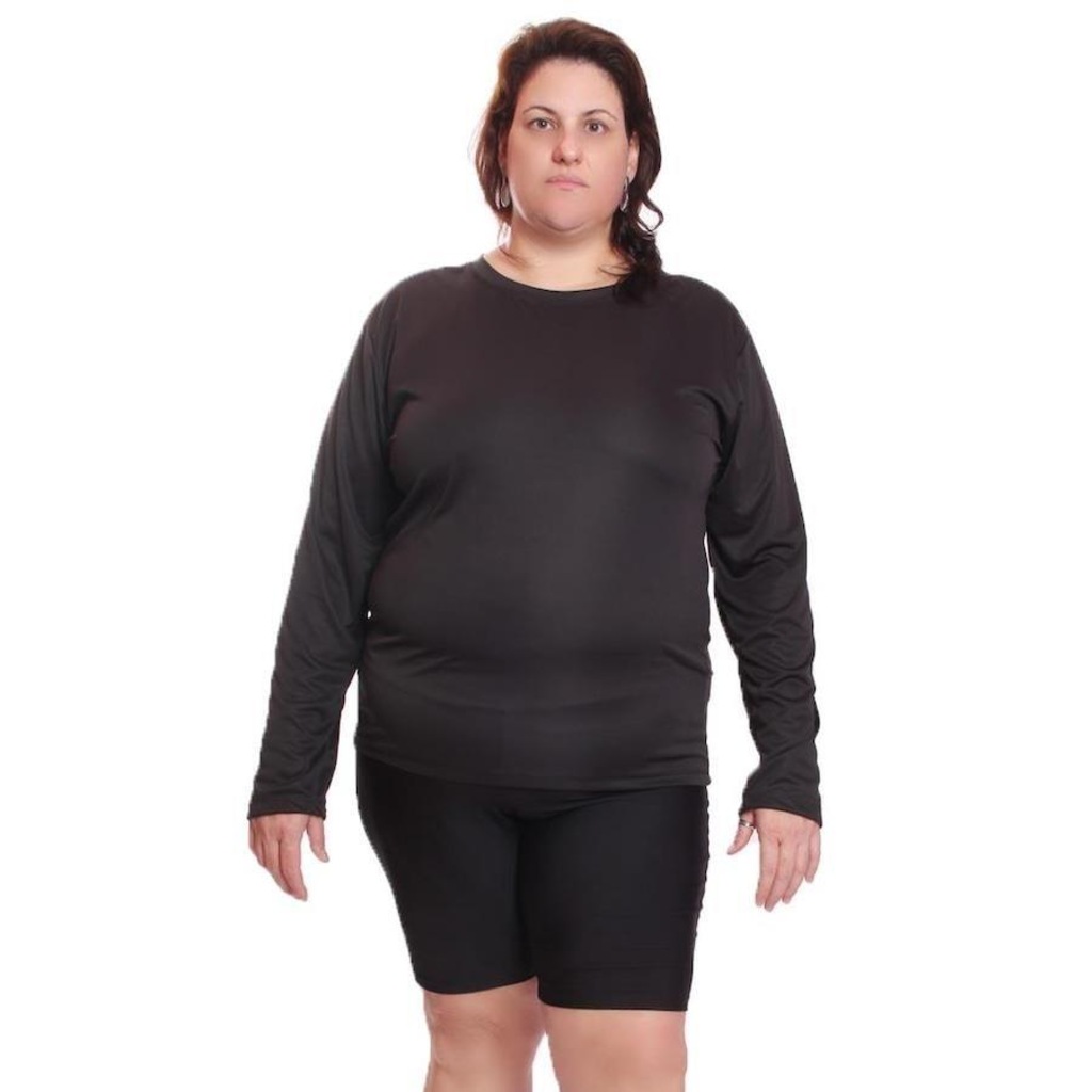 Imagem 4 do produto Kit de Camisas Térmica Dellas Fit Dry Fit Plus Size Manga Longa com Proteção Solar Uv - 2 Unidades - Feminina