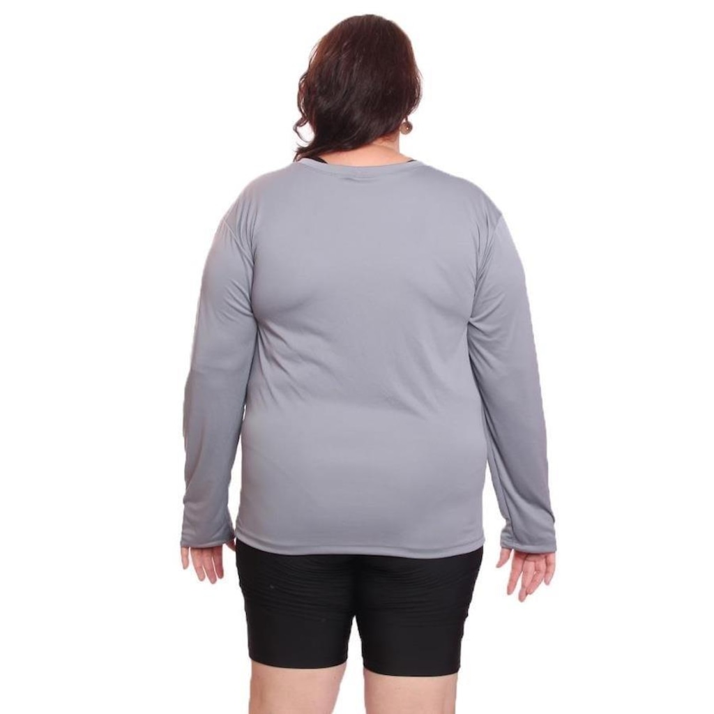Imagem 3 do produto Kit de Camisas Térmica Dellas Fit Dry Fit Plus Size Manga Longa com Proteção Solar Uv - 2 Unidades - Feminina