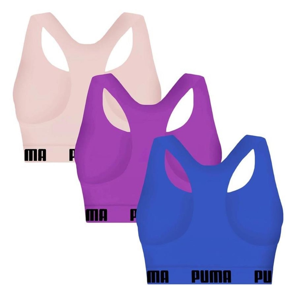 Imagem 2 do produto Kit Top Puma Nadador Sem Costura - Feminino - 3 Unidades