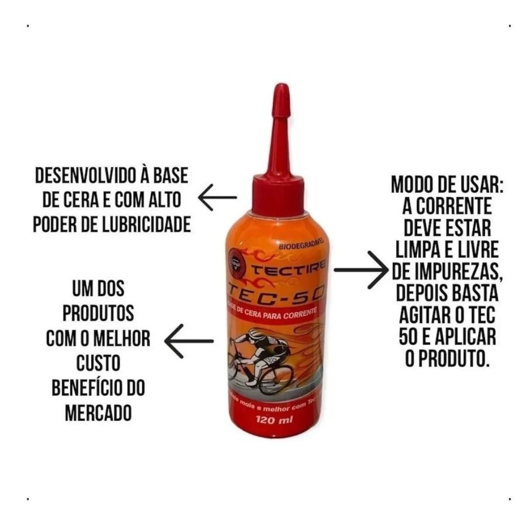 Imagem 2 do produto Kit 2x Óleo Lubrificante Bike Cera Tectire + 1x Cerâmica Tectire - 120ml