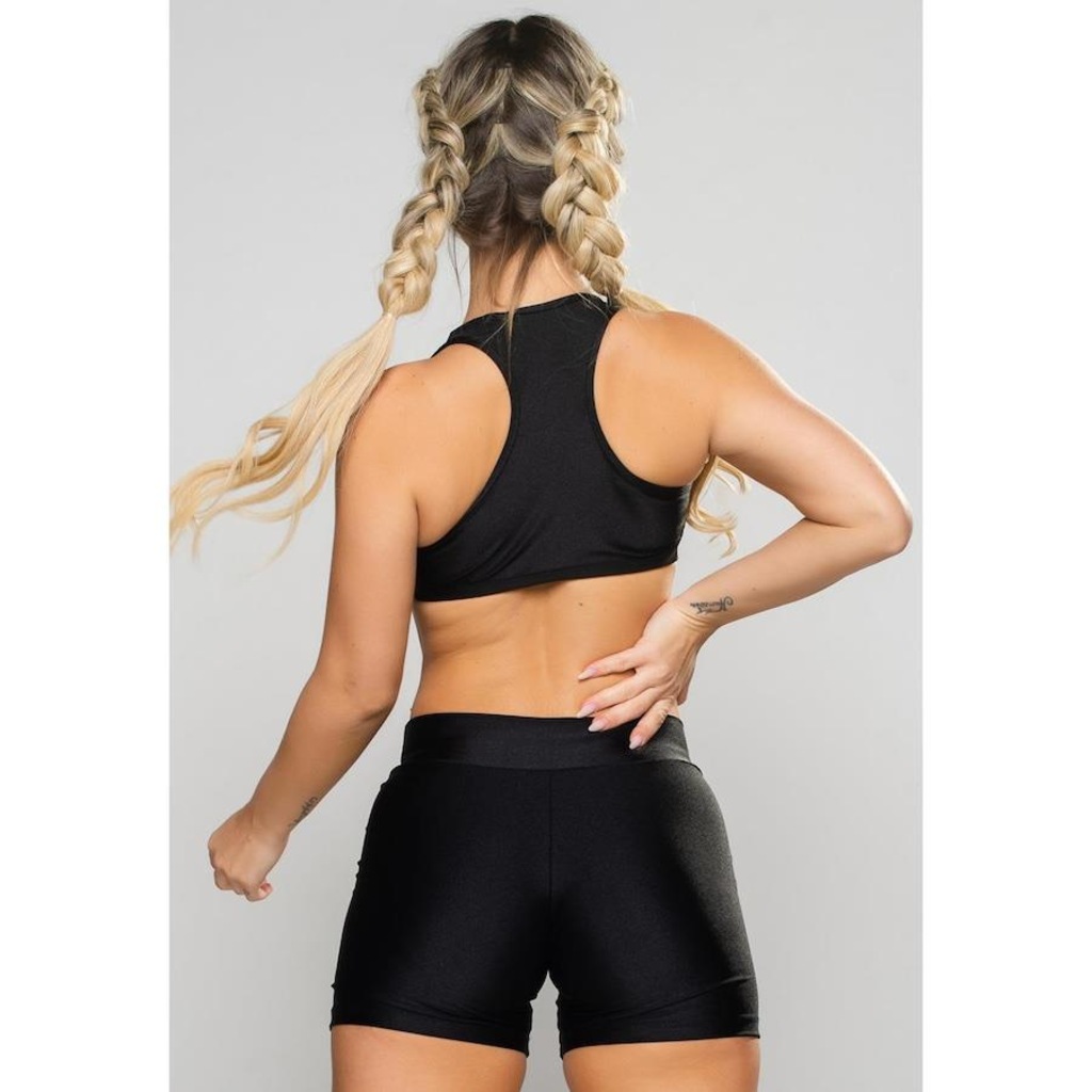 Imagem 3 do produto Shorts MVB Modas Cintura Alta Poliamida Brilhosa - Feminino