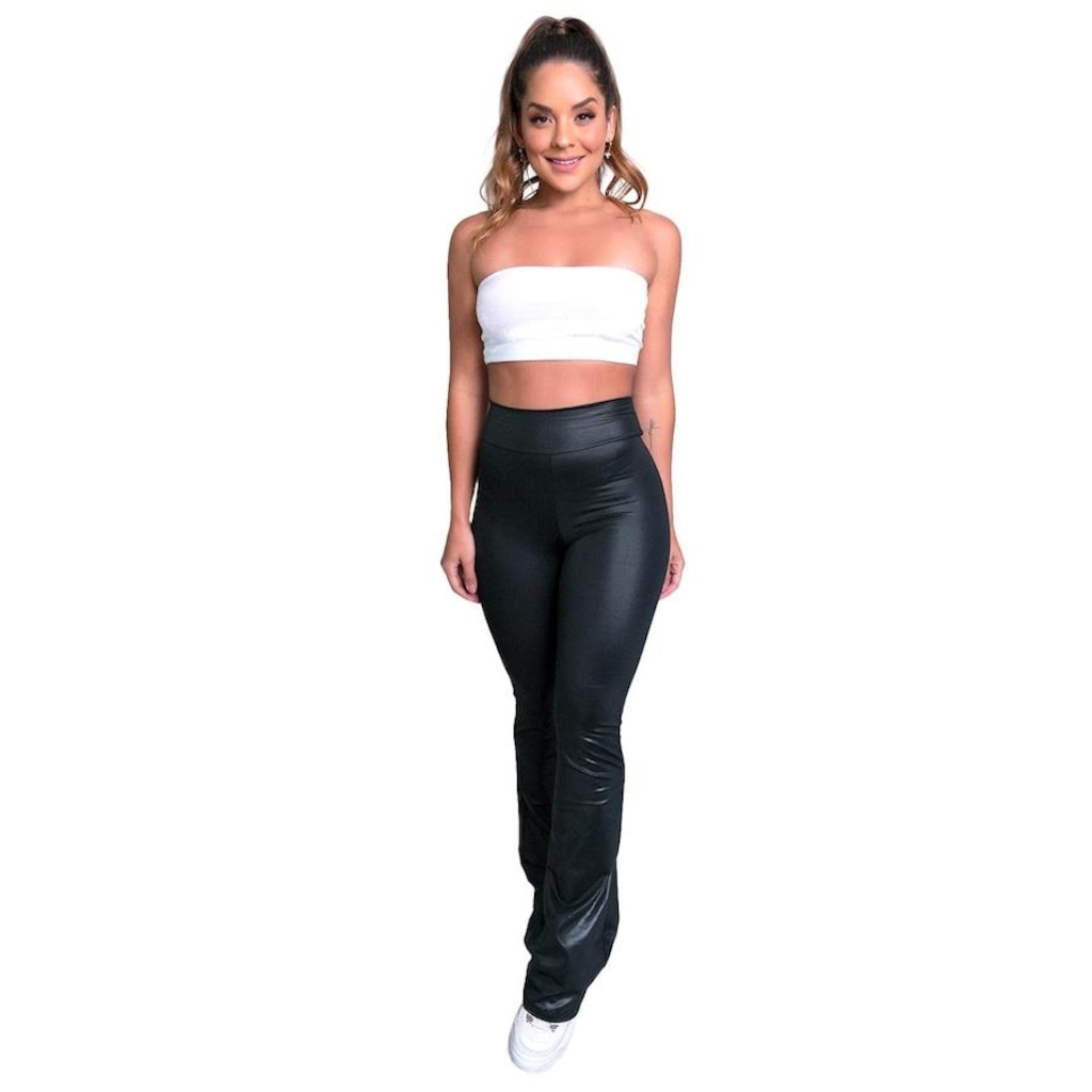 Imagem 3 do produto Calça Pantalona Mvb Modas Flare Cirrê Cintura Alta - Feminina