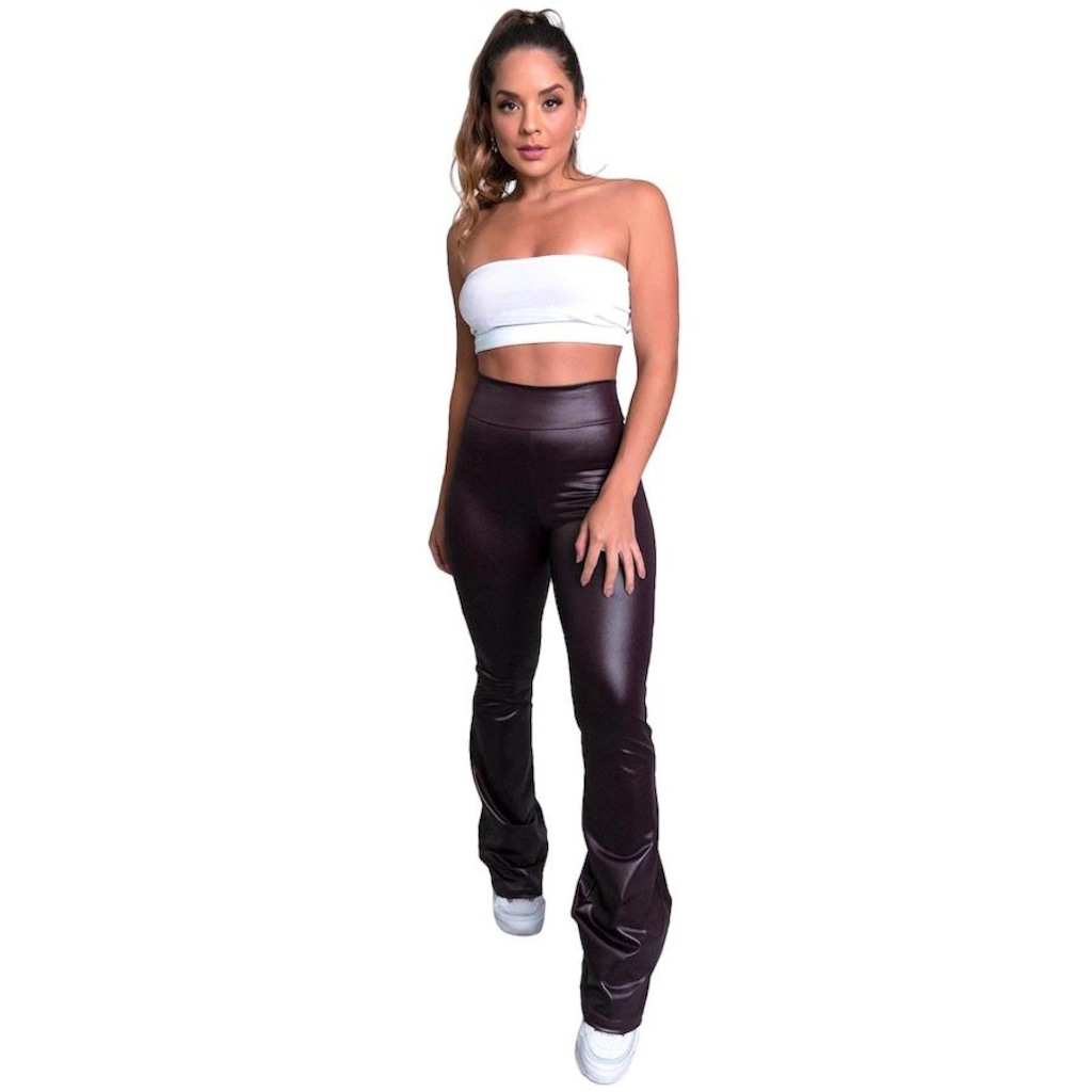 Imagem 3 do produto Calça Pantalona Mvb Modas Flare Cirrê Cintura Alta - Feminina