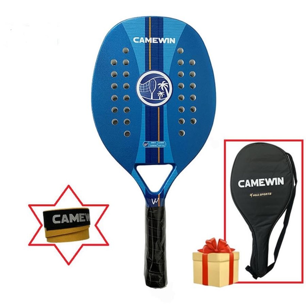 Imagem 2 do produto Raquete Gold Sports Beach Tennis Ocean Em Carbono II Advance Camewin com Capa