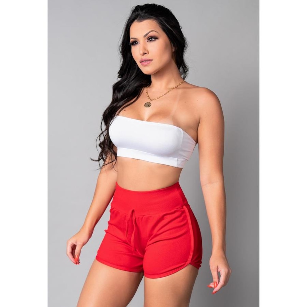 Imagem 2 do produto Shorts MVB Modas Cintura Alta Jogger Ribana - Feminino