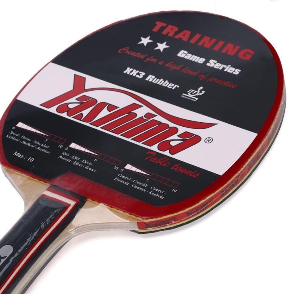 Imagem 2 do produto Raquete de Tênis de Mesa Yashima 9427 Clássica 2 Estrelas Borracha Lisa com Esponja
