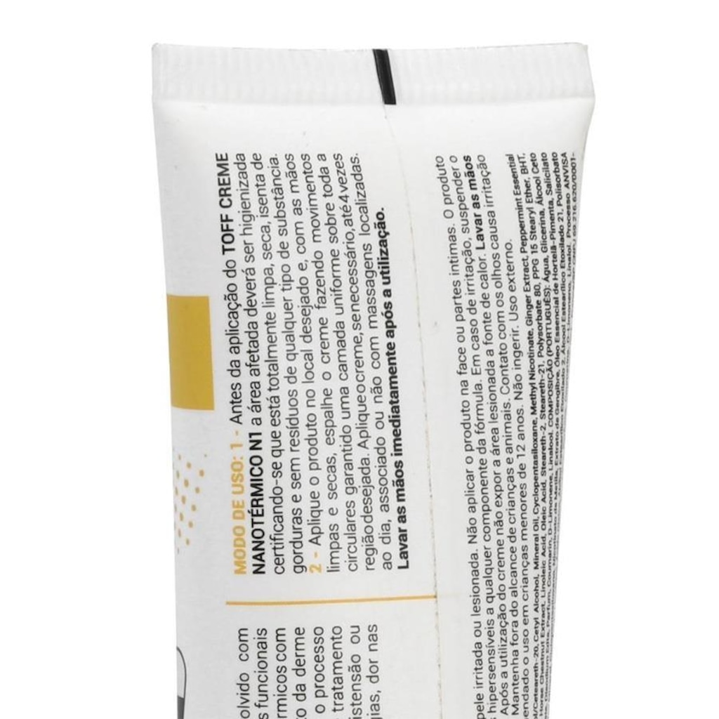 Imagem 3 do produto Creme Nanotermico Toff Care N1 Aquecimento Suave - 100g