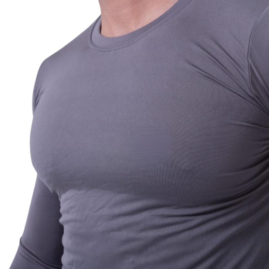 Imagem 4 do produto Kit de Camisas Térmica Segunda Pele Performance Moda Manga Longa com Proteção Solar 50+ - 3 Unidades - Masculina