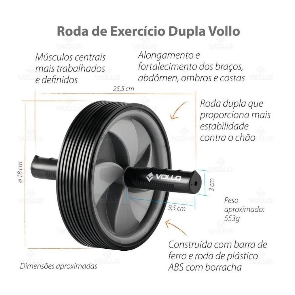 Imagem 4 do produto Roda de Exercícios Abdominais Dupla Vollo VP1057