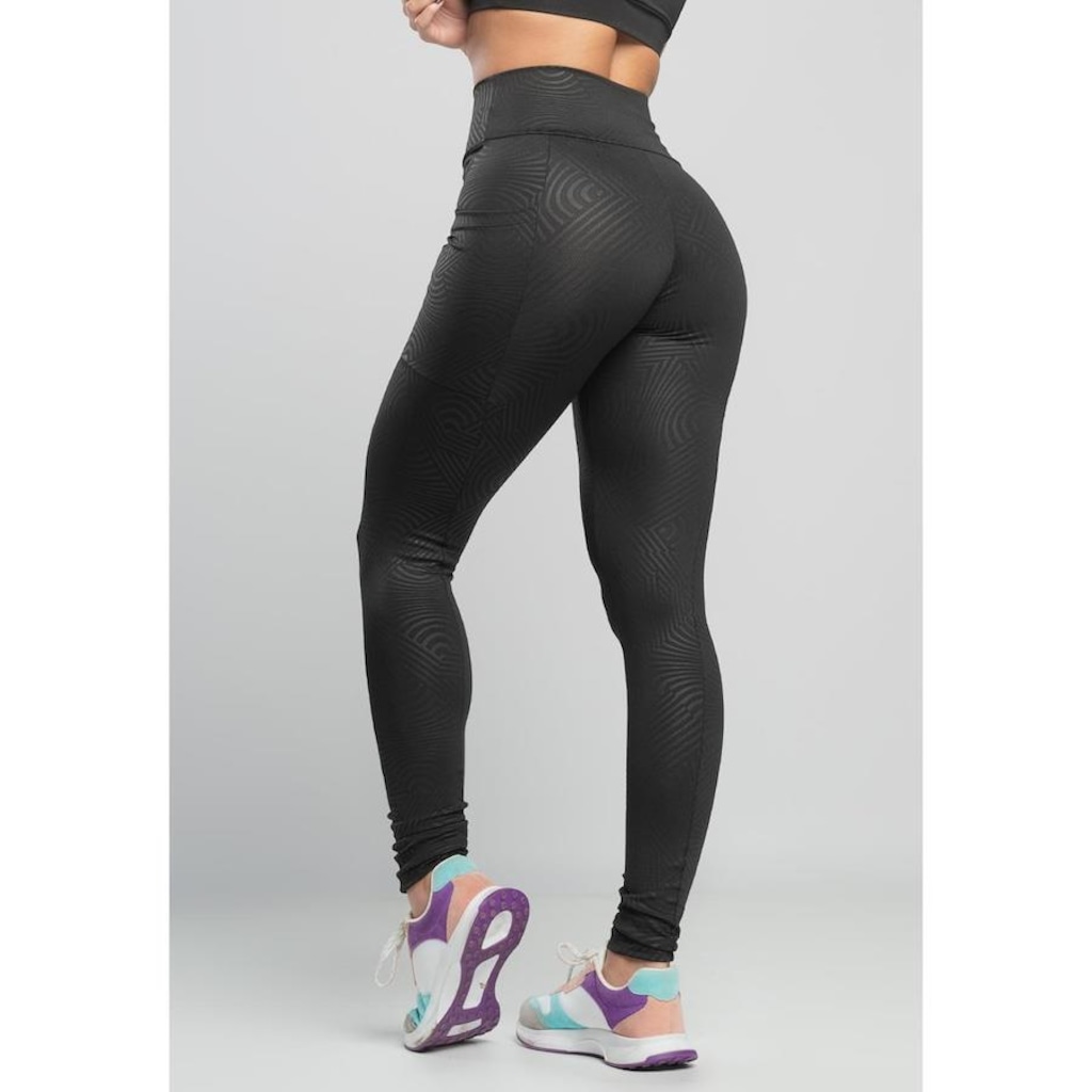 Imagem 2 do produto Calça Legging Fitness Cirrê Texturizada Brilhosa Bolso MVB Modas